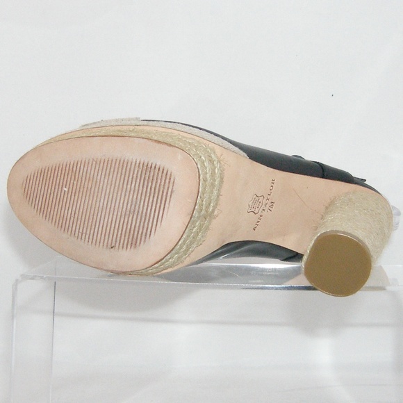 Ann Taylor Briston blue leather espadrille heel 7M - Picture 7 of 8